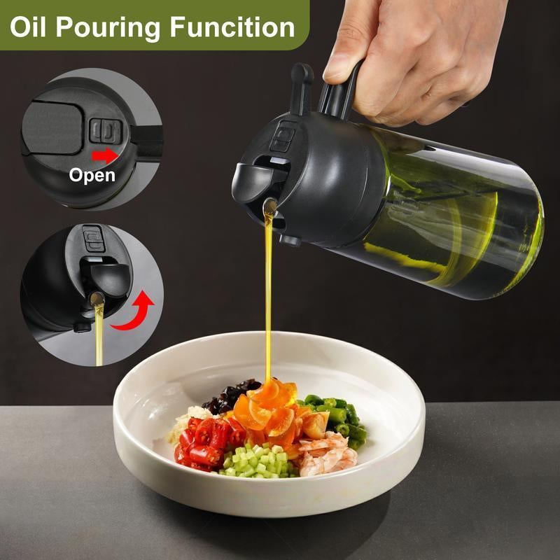 16Oz Light-Blocking Tinted Olive Oil Dispenser for Kitchen - Versatile Sprayer & Pourer for Cooking, Air Fryer, Baking, Salad, and BBQ