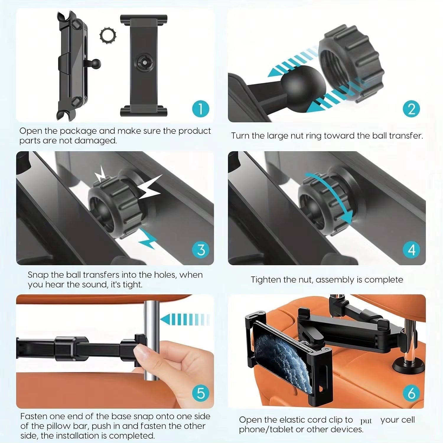 Car Headrest Tablet Holder – Adjustable Mount & Stand for iPad, Mini, Air, and 4.7–12.9” Devices