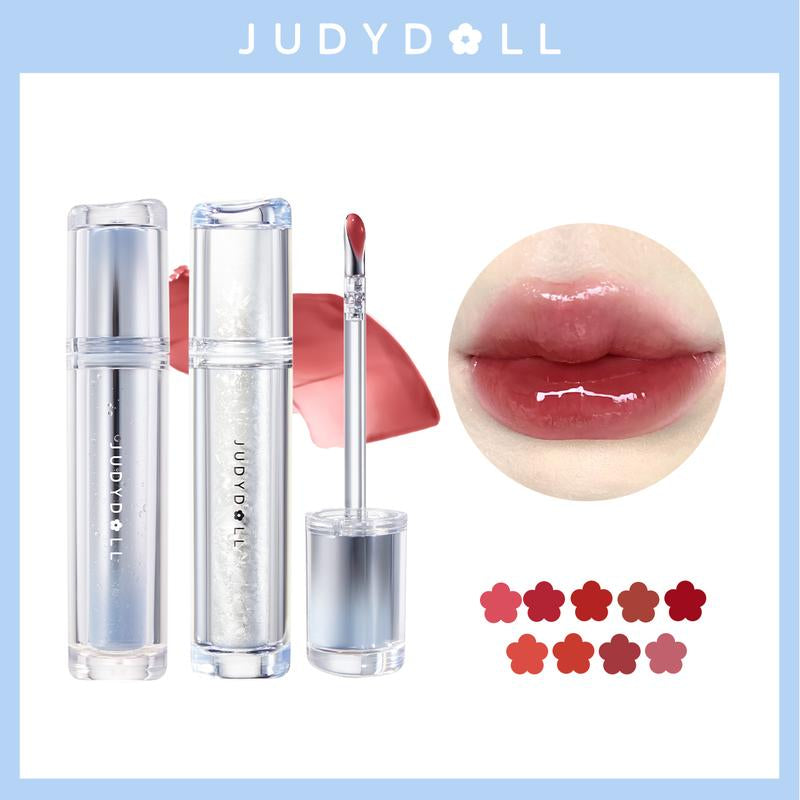 Judydoll Ice Watery Lip Gloss, Mirror Lip Glaze, Glossy Lip Stain, Transfer-Proof, Metal Applicator, Waterproof, Long-Lasting, Moisturizing, Liquid Lipsticks, Plumping, Not Easy to Fade, Makeup, Cosmetic, Holiday Gift, Springtok