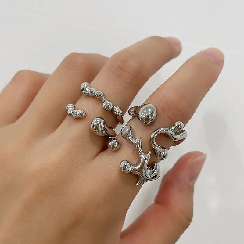 Irregular Metal Unique Ring Design for Women