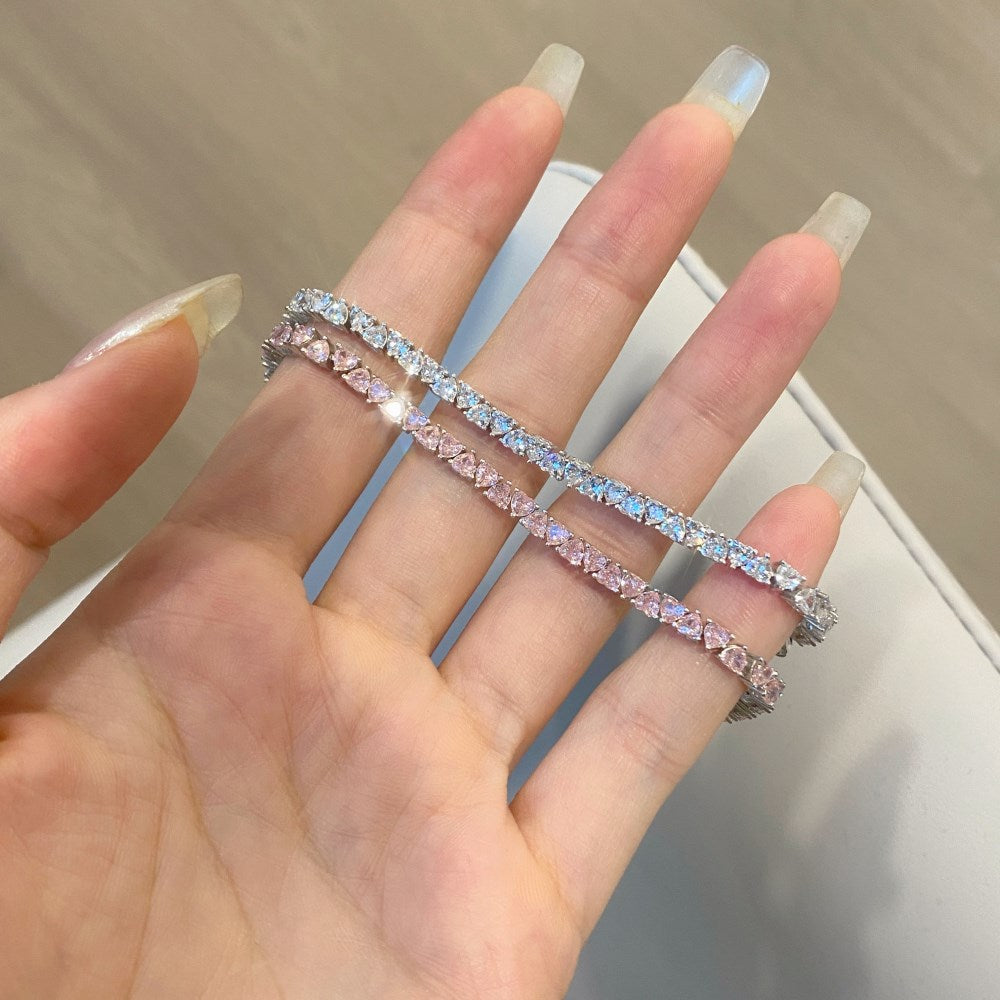 Sterling Silver Hip Hop Zircon Bracelet (S925)