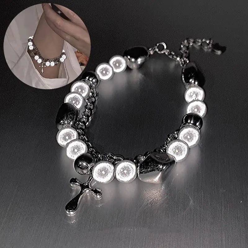 Reflective Pearl Multi-Panel Bracelet